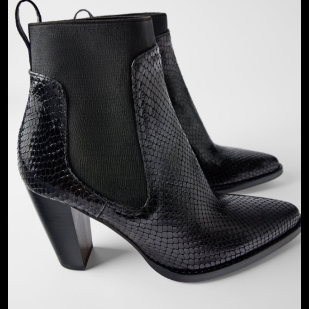 Zara snakeskin bootie